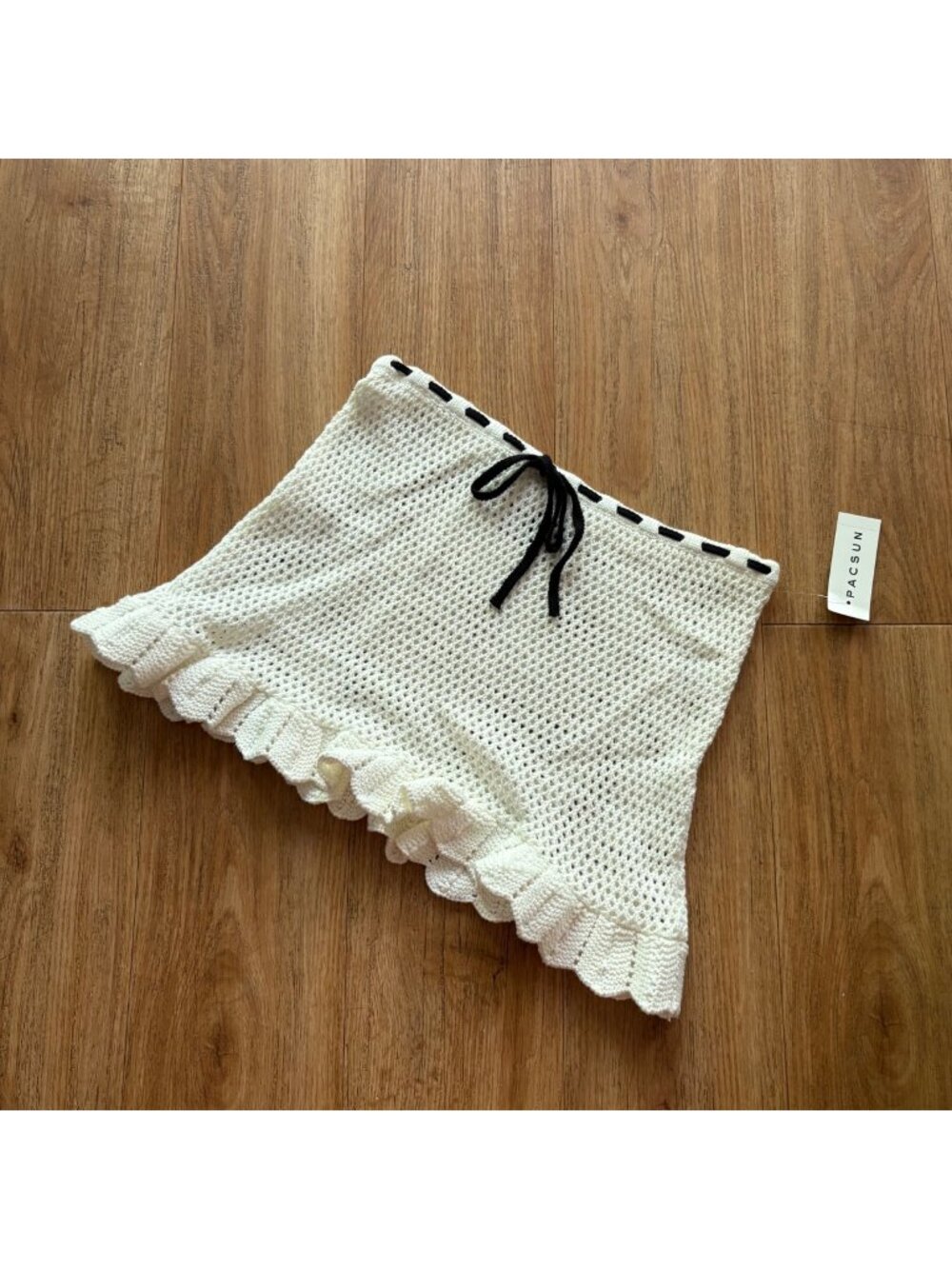 Beverly And Beck Lilliana Crochet Mini Skirt Ruffle White Black NWT Size XS